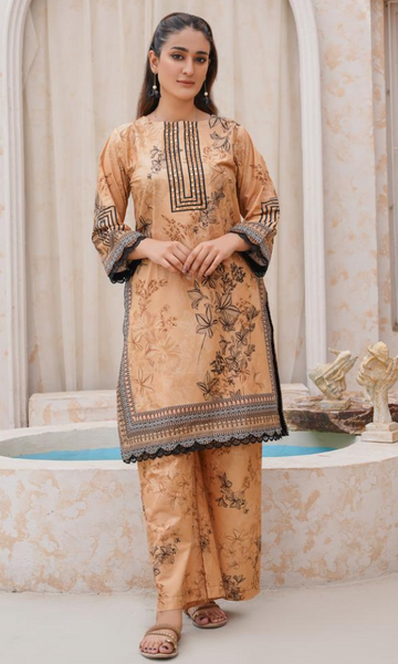 2 Piece Stitched Cotton Lawn Embroided Suit EJ-129