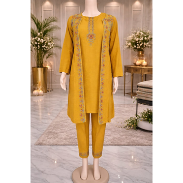 2 Piece Gown style Stitched Cotton Embroided Suit EJ-217