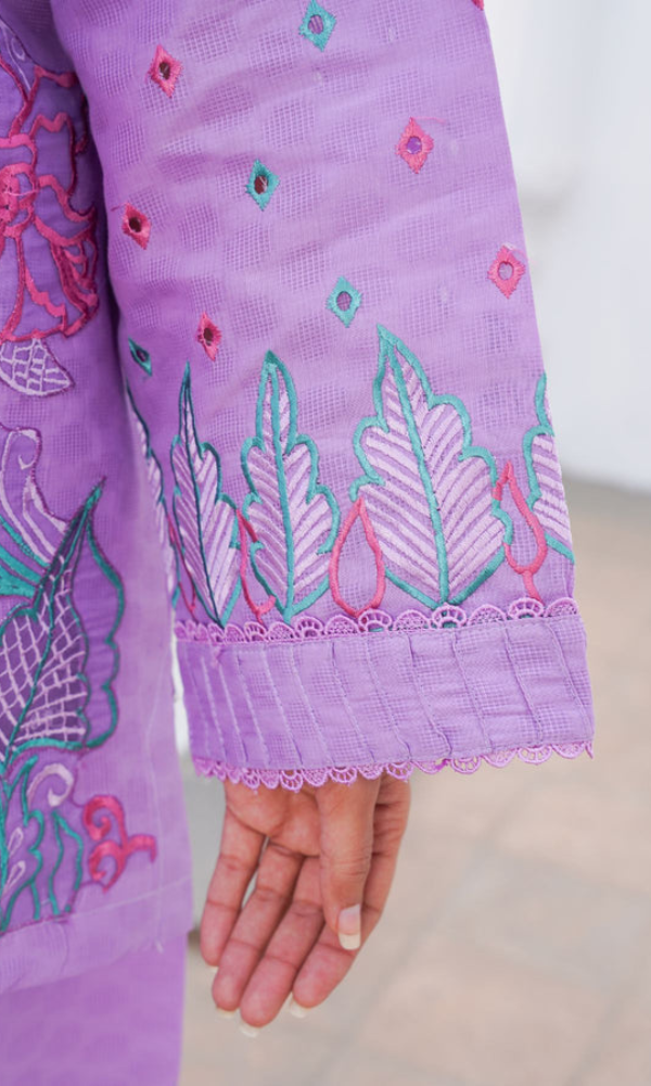 2 Piece Stitched Cotton  Embroided-Suit EJ-136