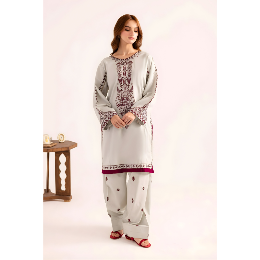 2 PC Un-Stitch Lawn Embroided Suit JA-200