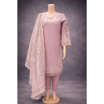 3 Piece Stitched Cotton Lawn Embroided-Suit EJ-218