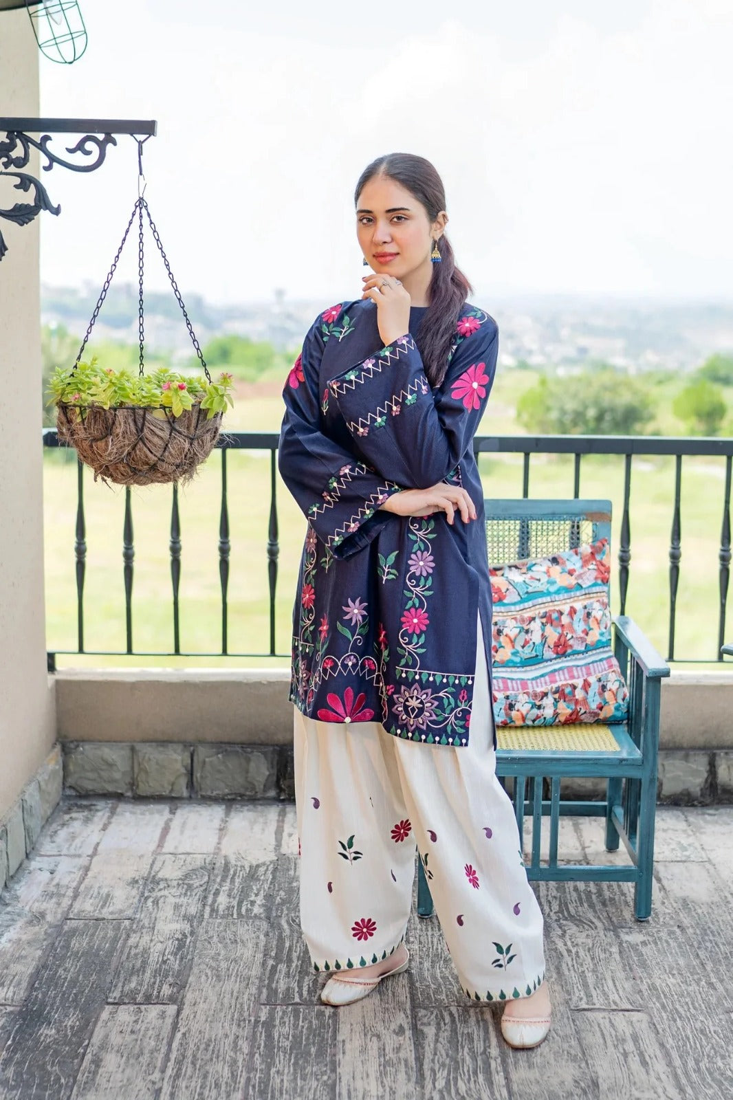 2 PC  Stitched Lawn Embroided Suit JA-208 S