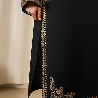 2 PC Black Un-Stitch  Lawn Embroided Suit JA-207
