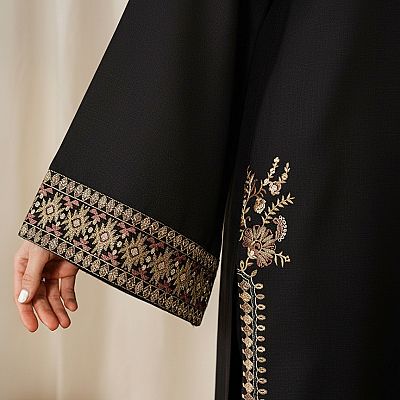 2 PC Black Un-Stitch  Lawn Embroided Suit JA-207
