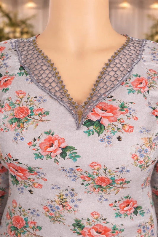 2 Piece Stitched Cotton Lawn Embroided-Frock EJ-215