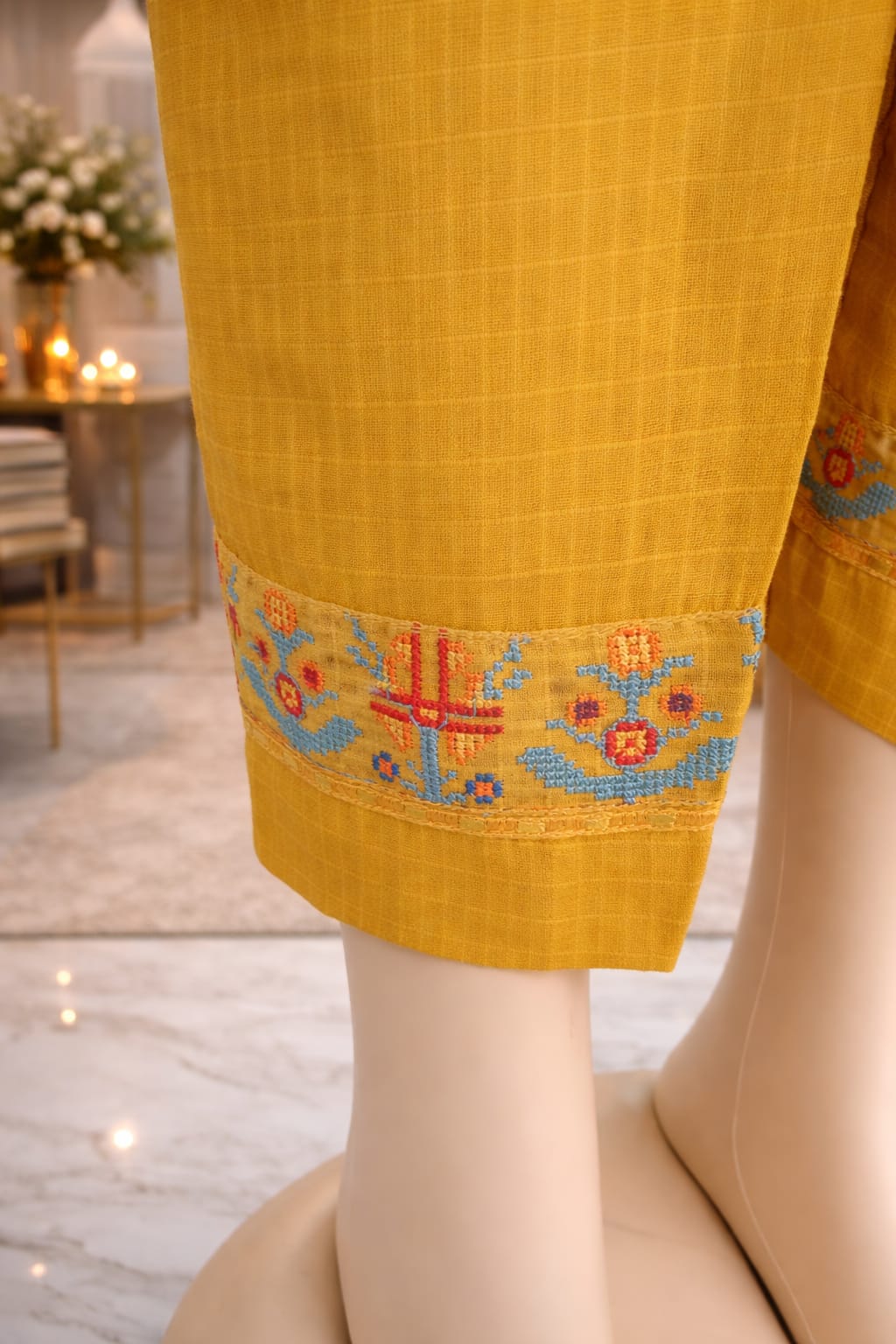 2 Piece Gown style Stitched Cotton Embroided Suit EJ-217