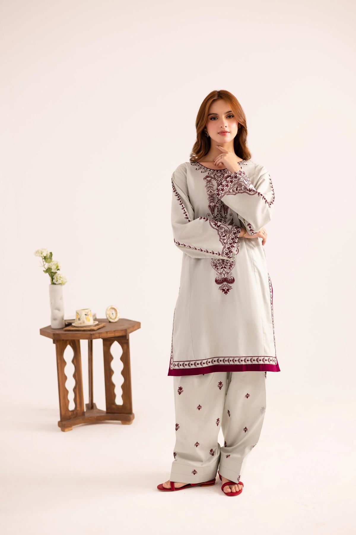2 PC Un-Stitch Lawn Embroided Suit JA-200