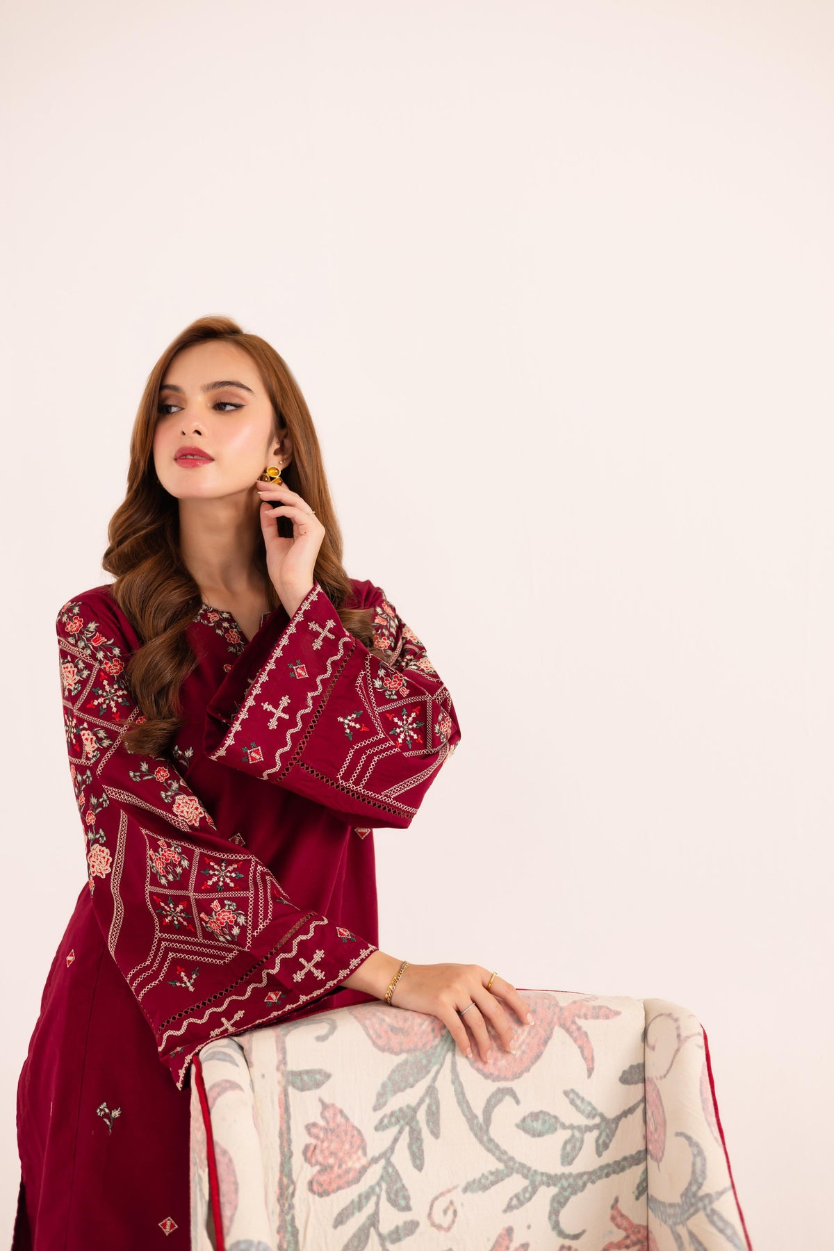 2 PC Stitched Lawn Embroided Suit JA-203 S