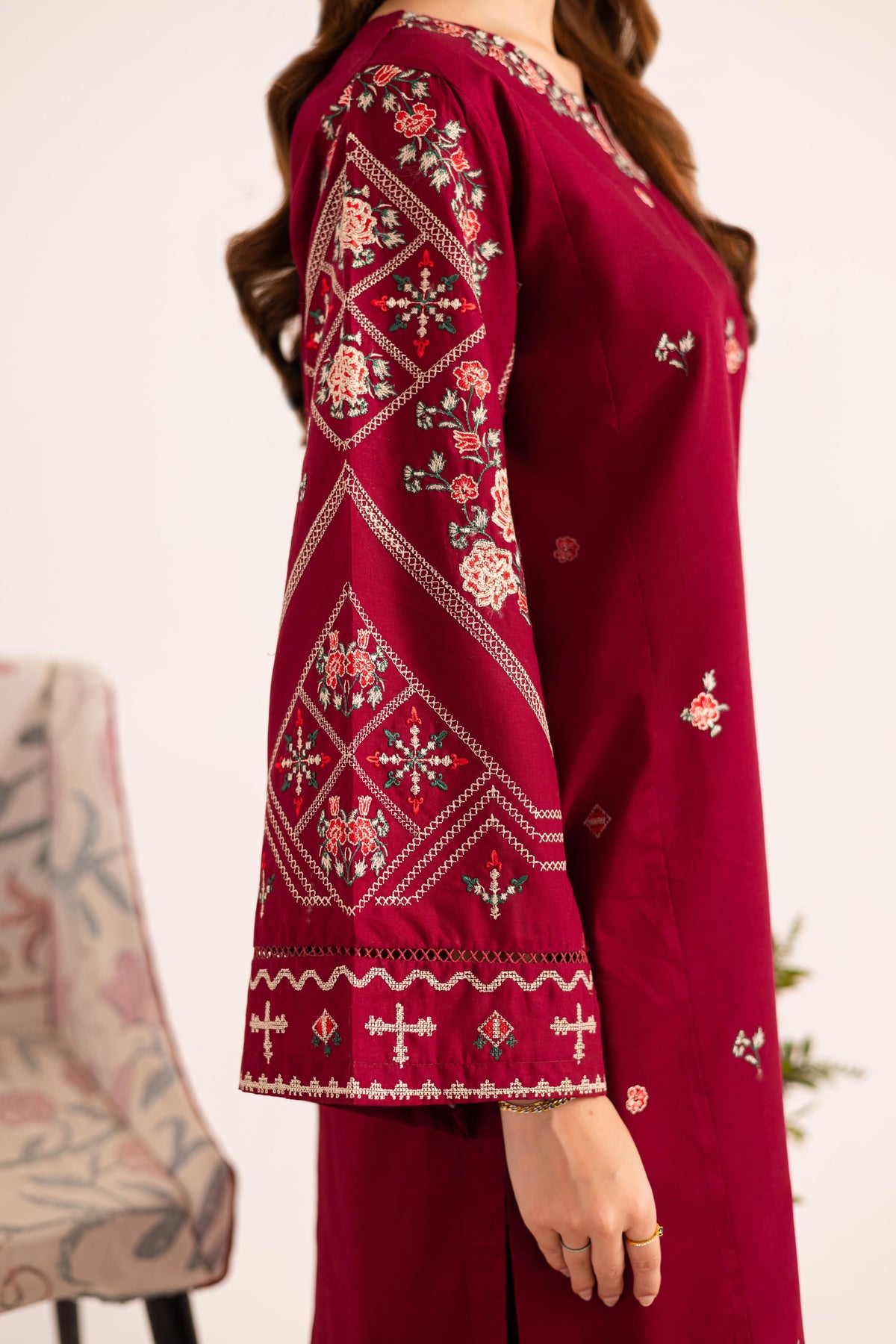 2 PC Stitched Lawn Embroided Suit JA-203 S