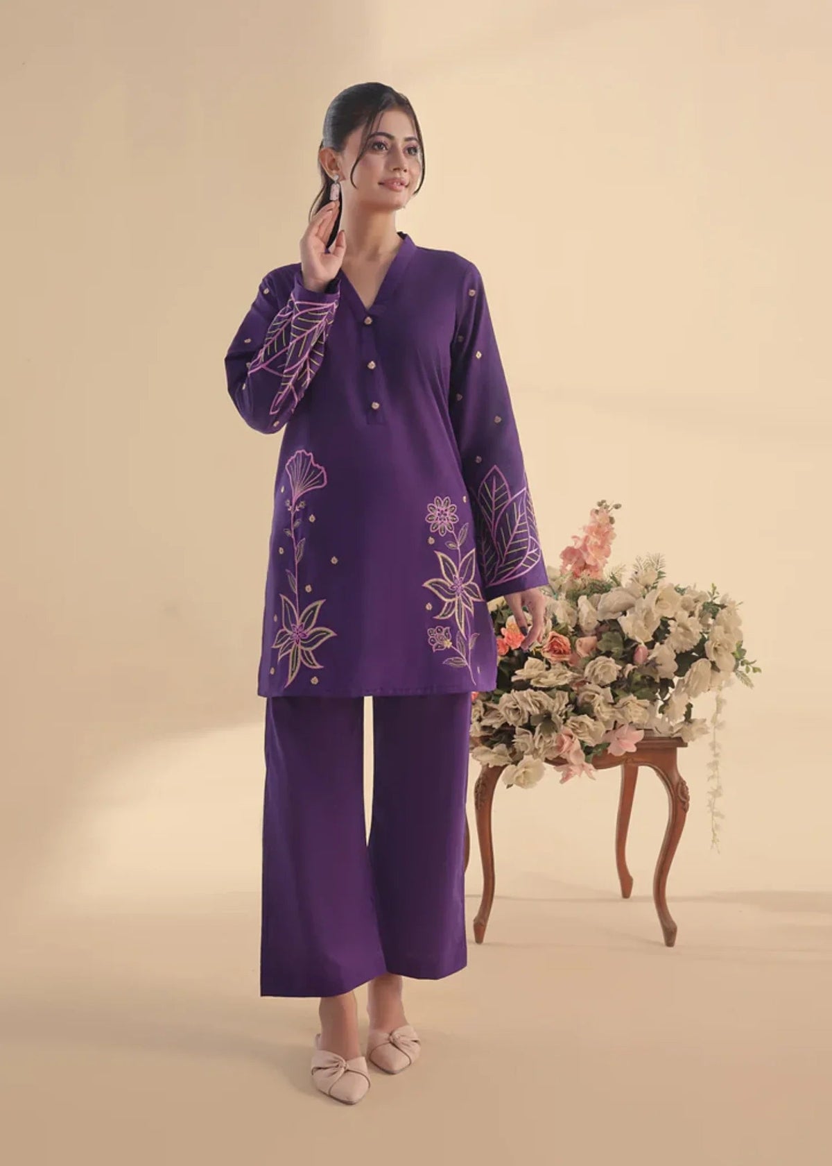 2 PC Stitched Lawn Embroided Suit JA-202 S